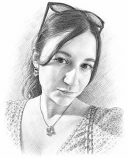 Gezeichnetes Porträt von Manuela Deibler (Bleistift)